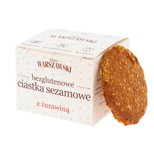Ciastka sezamowe z żurawiną, bezglutenowe KETO - Baton Warszawski, 150g - przód
