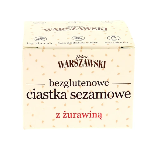 Ciastka sezamowe z żurawiną, bezglutenowe KETO - Baton Warszawski, 150g - pudełko