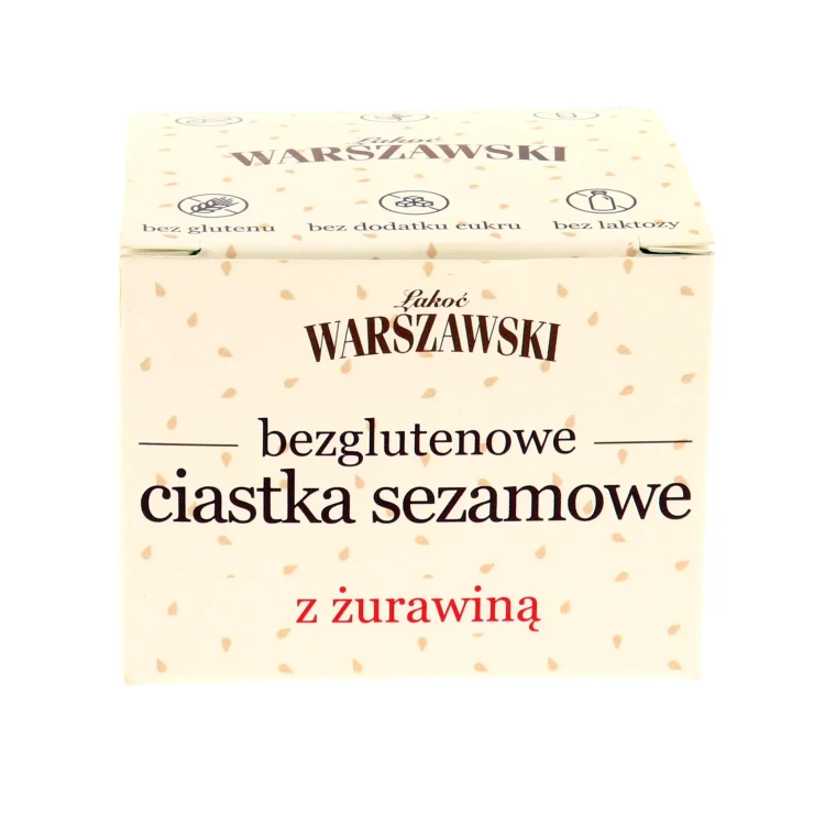 Ciastka sezamowe z żurawiną, bezglutenowe KETO - Baton Warszawski, 150g - pudełko