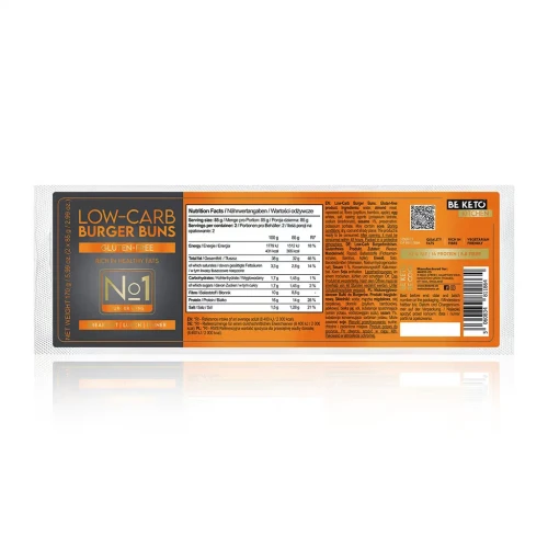 Keto bułki do burgerów bezglutenowe - Low-Carb Burger Buns - BeKeto, 2x85g - przód