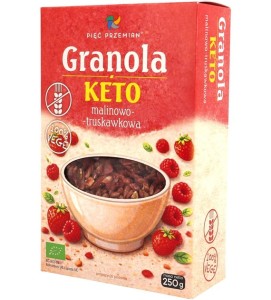 Granola KETO malinowo-truskawkowa - BIO - 250g - bezglutenowa - Pięć przemian