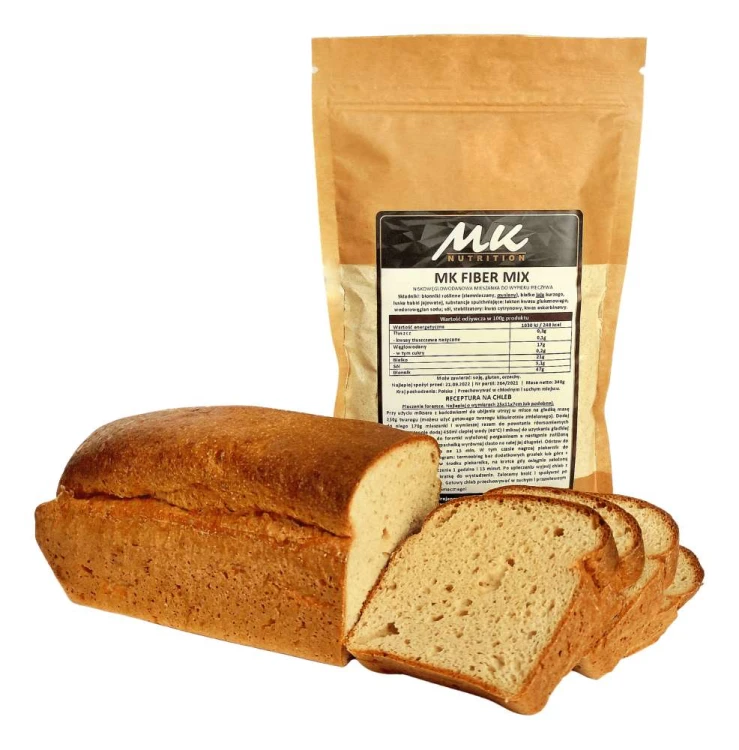 Niskowęglowodanowa mieszanka chlebowa - Fiber Mix, 340g przód