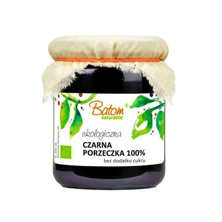 Dżem z czarnej porzeczki 100 % bez dodatku cukru - BIO, 260g - przód